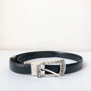 Vintage Brighton Black Leather and Silver Belt